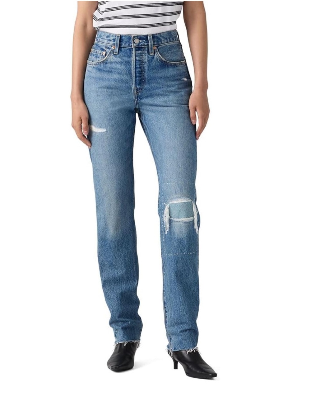 Levi's Blue Craft Room Distressed Ripped Patch Knee 501® Jeans W26 L30 NWT